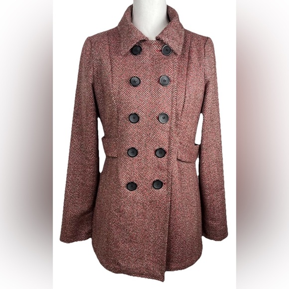 Needle & Thread Double Breasted Herringbone Tweed Pea Coat Womens‎ Size M - Picture 1 of 9